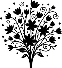 Ornate Floral Silhouette Tree