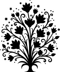 Ornate Floral Silhouette Tree