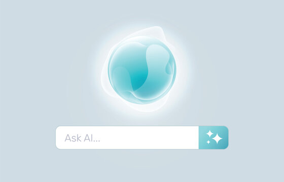 Chatbot abstract symbol, Ask Ai business vector illustration, Personal assistant and voice recognition concept gradient, Artificial Intelligence (AI) technology innovation background.