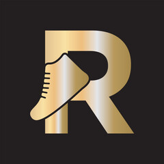 Shoe Logo Combine With Letter R Vector Template