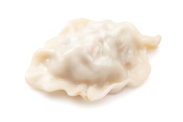 Single dumpling isolated on white backdrop
