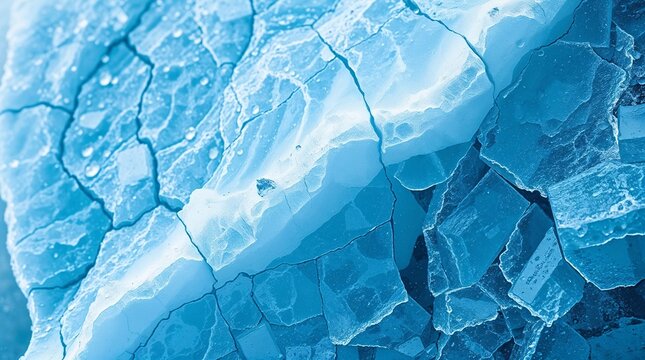 Close-Up Texture and Cracks of an Iceberg
