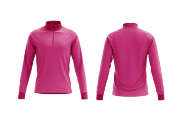 pink sportswear front and back set isolated on transparent or white background, png