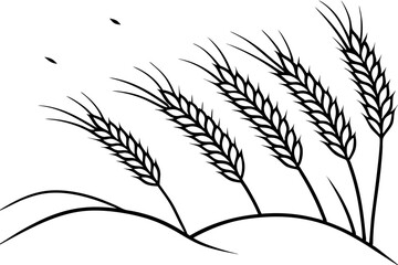 vast wheat field swaying in summer breeze vector illustration