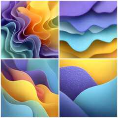 Obraz premium Harmonious Color Rhythms: A Quadriptych of Abstract and Soft Formations