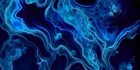 Blue smoke background.Abstract dark marble waves neon light wallpaper banner surface for text.Backdrop for design.Card template.Web.Landing page.