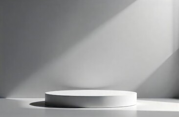 Grey shades abstract stage or podium with place for your product presentation on blank wall background 