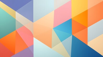 A geometric abstract background featuring pastel colors and triangular shapes.