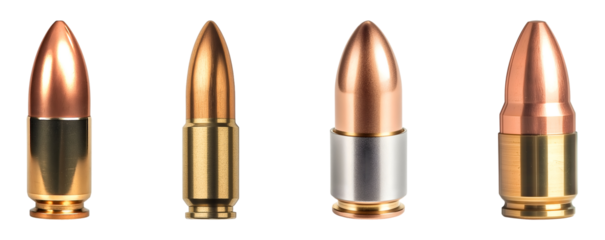 Set of various Bullets isolated on transparent background