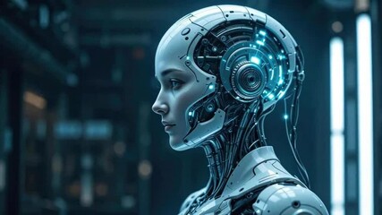 Futuristic robot woman artificial intelligence digital art stunning visuals technological - Powered by Adobe