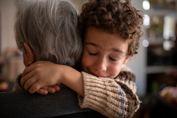 Heartwarming embrace between grandmother and grandchild