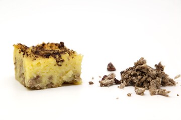 Shepherds pie piece and meat crumbles