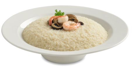 Risotto - A creamy, rich rice dish made by slowly cooking arborio rice in broth, often with added ingredients like