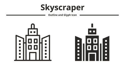 Fototapeta premium skyscraper icon pack with style outline and glyph