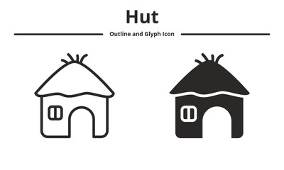 hut icon pack with style outline and glyph