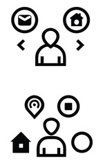 Fototapeta premium Social media and social network icons illustrate communication and connection symbols for web and internet business concepts