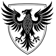 eagle shield with wings, bird, eagle, vector, wing, wings, illustration, tattoo, feather, symbol, silhouette, animal, flying, design, angel, dove, icon, black, sign, tribal, art, love, heart, hawk, dr
