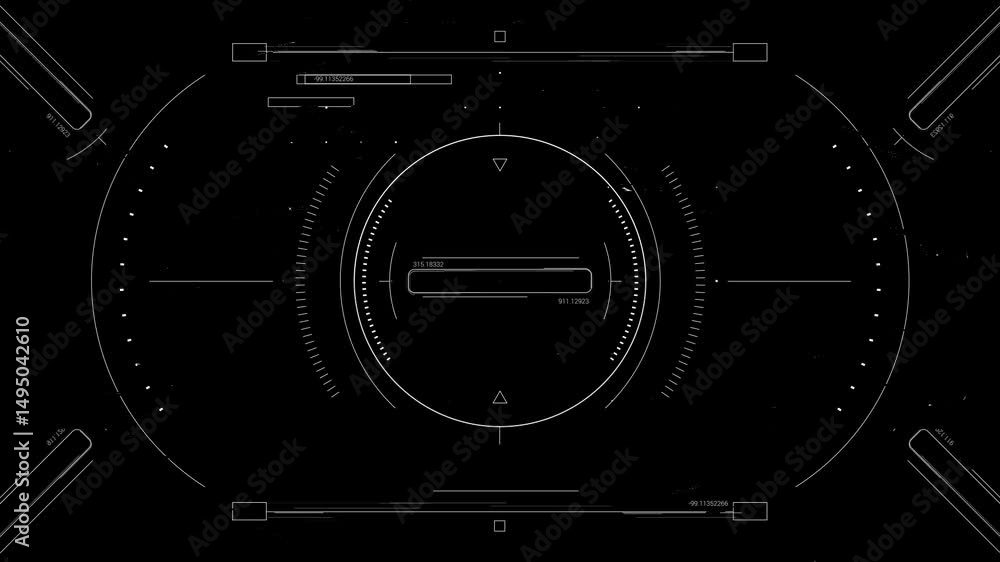 Poster futuristic heads-up display interface with technical sci-fi design