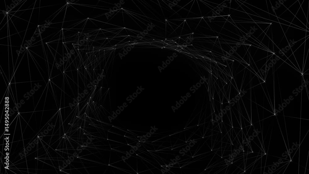 Poster abstract geometric network of black and white lines with minimalist design and neural inspiration