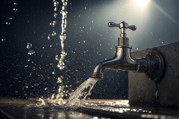 water flowing from a faucet