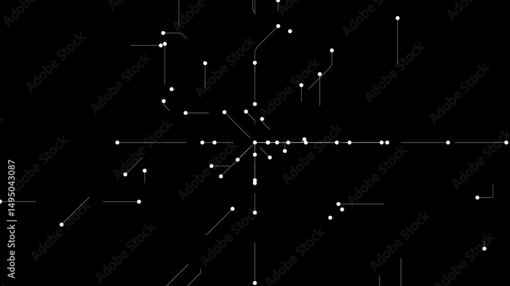 Poster abstract black background with white dots and connecting lines