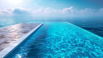 Fototapeta premium Infinity pool merging with the horizon