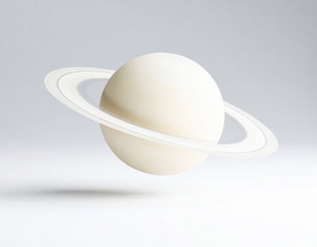 Abstract still life minimalist image of Saturn with a shadow