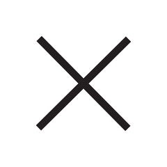 Thin black x icon cross symbol on white background. 
