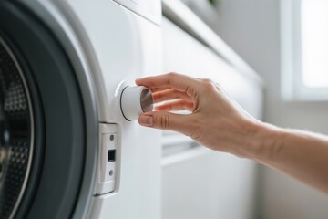 Turning the Dial on a Washing Machine to Start a Cycle