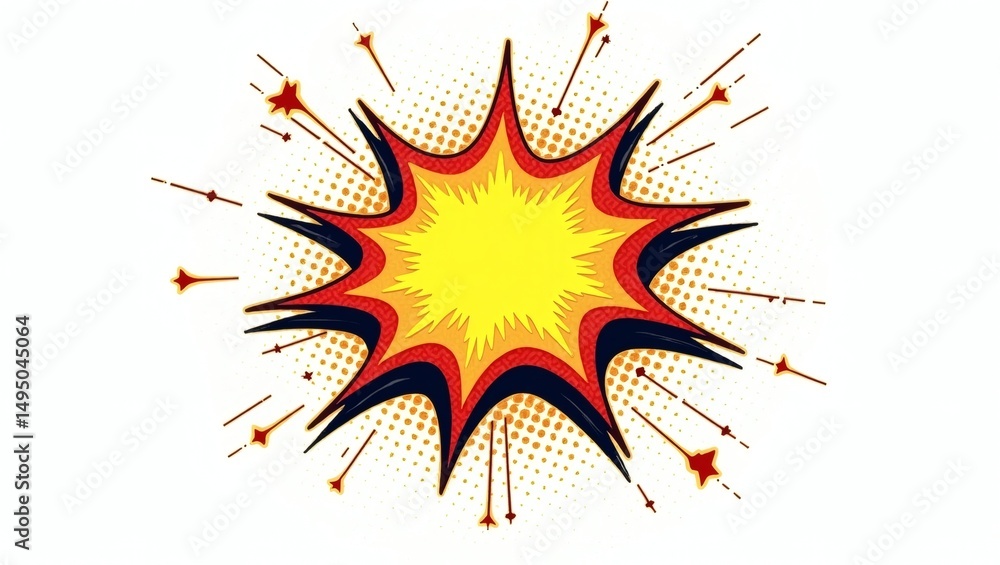 Poster vibrant and dynamic explosion illustration, full of energy and impact. a bold visual representation