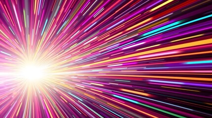 Obraz premium A vibrant burst of colorful light streaks radiating outwards, creating a dynamic, energetic illustration.