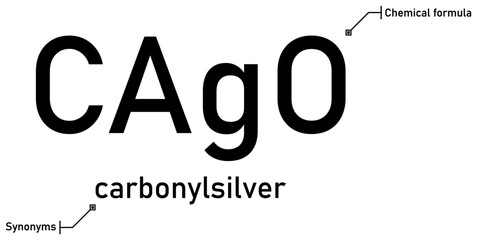 Carbonylsilver chemical formula and synonyms with callout titles