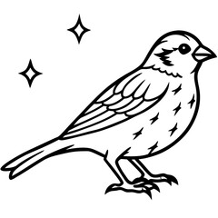 Enchanted Sparrow line art vector
