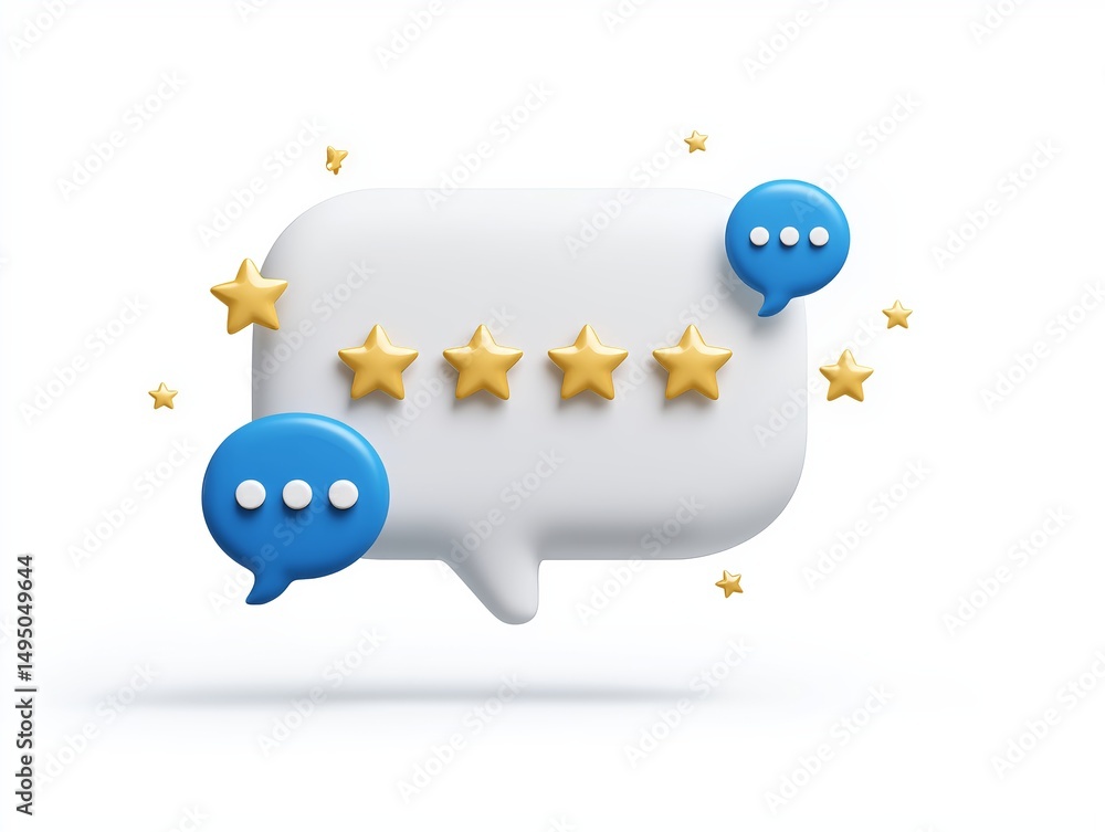 Poster flat vector chat bubble with ai-generated content lines and stars, modern digital assistant concept,