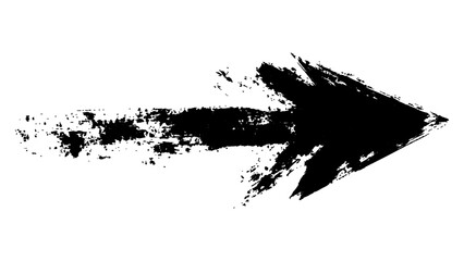Vector black arrow painted with splashes, symbolizing direction and action isolated on a white background.