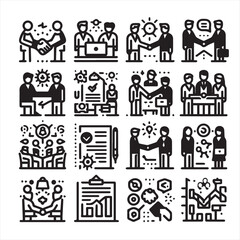 Fototapeta premium Human Resources icon set. Business related line icons: HR, recruitment, employment, office, management, business people, teamwork, resume, career and more. Editable stroke. Vector illustration