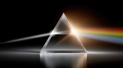 A beautiful crystal prism reflects light, displaying a vibrant spectrum of colors in a serene outdoor environment