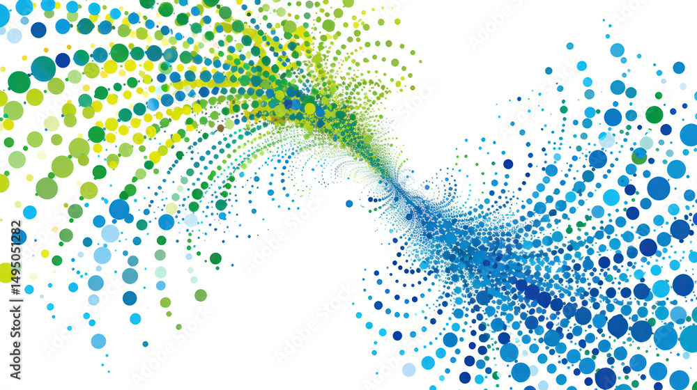 Poster colorful abstract background with dynamic circular patterns in shades of green and blue for creative