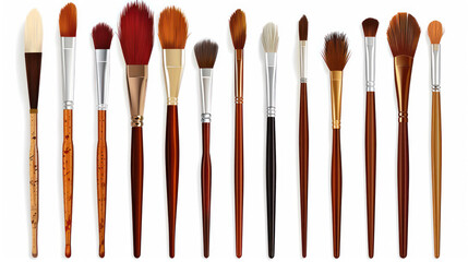 Variety of Makeup Brushes for Cosmetic Application, Artistry Tools for Beauty Professionals, Different Shapes and Sizes for Precise Application Techniques