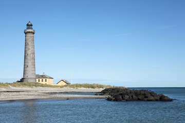 The grey lighthouse in Skagen, Denmark	