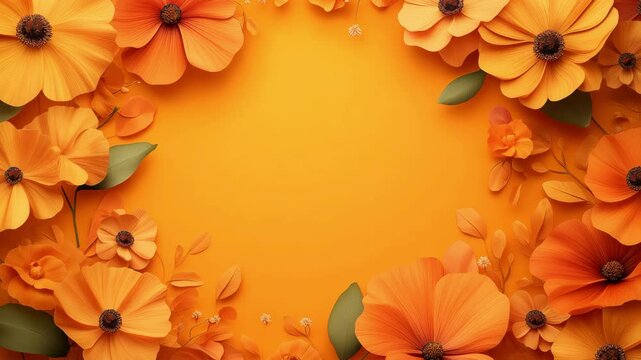 orange  flower border,Postcard