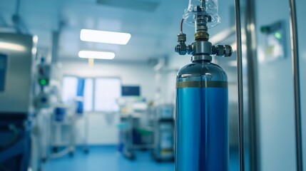 Medical Oxygen Cylinder with High Flow Regulator in Clinical Setting