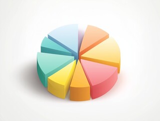 Obraz premium Flat vector simple pie chart in pastel colors, business analytics concept, white background
