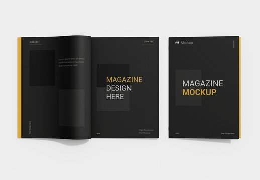Opened Magazine Mockup Isolated
