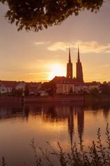 Fototapeta na wymiar summer beautiful morning in wroclaw, poland