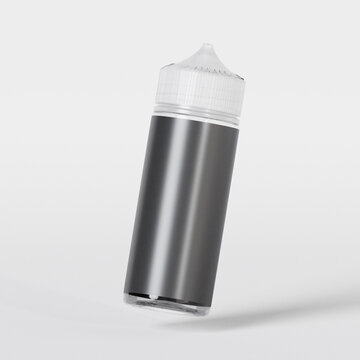3D Render 120ml Vape Bottle Clear isolated with studio background. Blank label for mock up