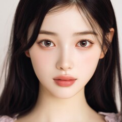 Obraz premium Portrait of Beautiful Asian Woman with Natural Makeup