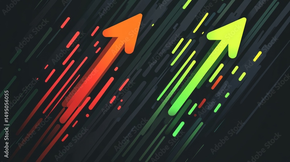 Aufkleber dynamic graphic design with upward-pointing arrows.