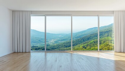 Empty room with mountain view