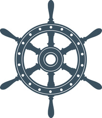 Obraz premium Nautical steering wheel vector illustration. Clean, minimalist design evoking adventure, guidance, and control. Ideal for themes relating to sailing or leadership.